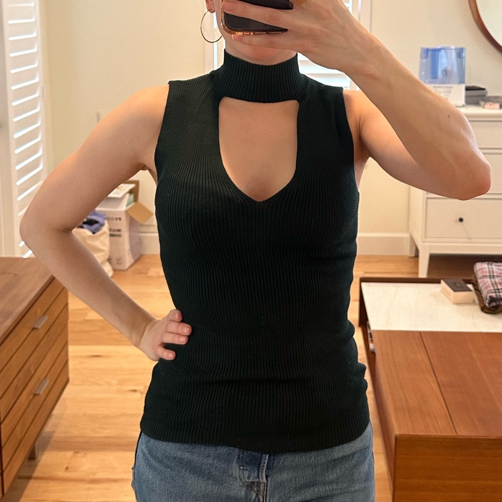 Mock Neck Peekaboo Sweater Top